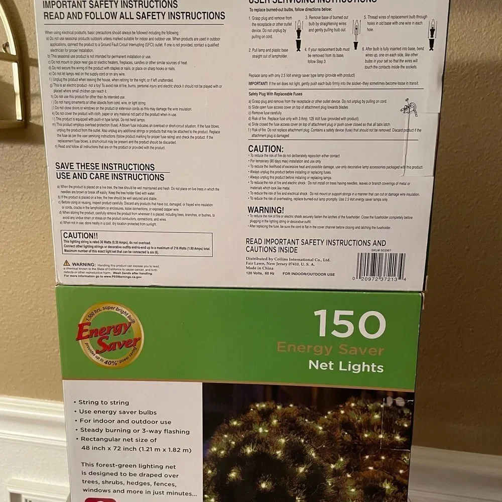 Energy Saver Net Lights Christmas Lights 150 Clear White Lights x 2